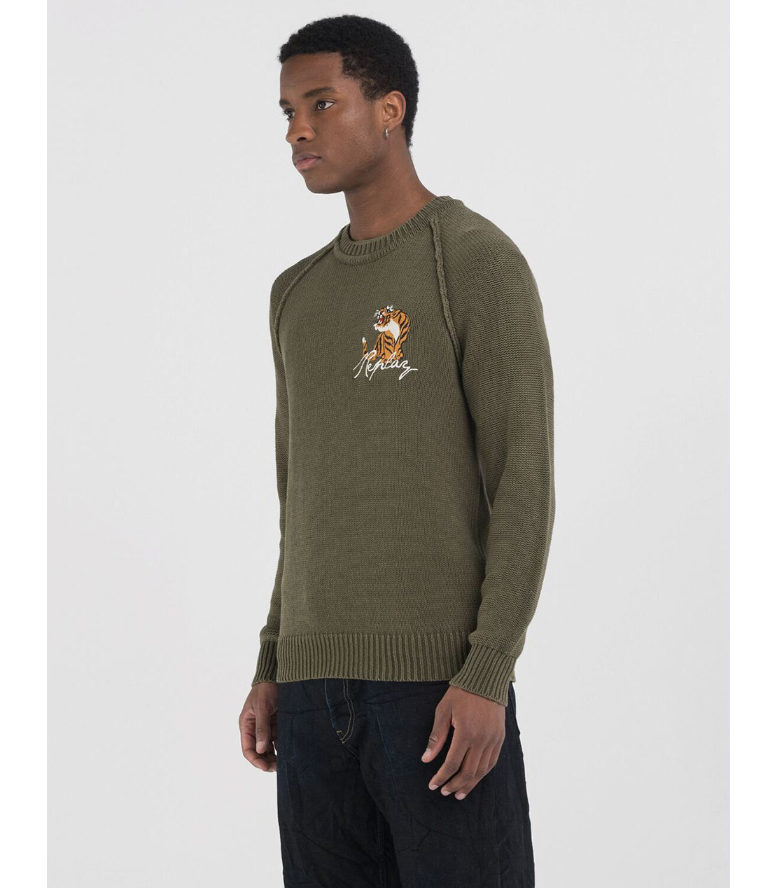 タイガーシリーズ ガーメントダイコットンウォッシュセーター 詳細画像 アーミーグリーン 2